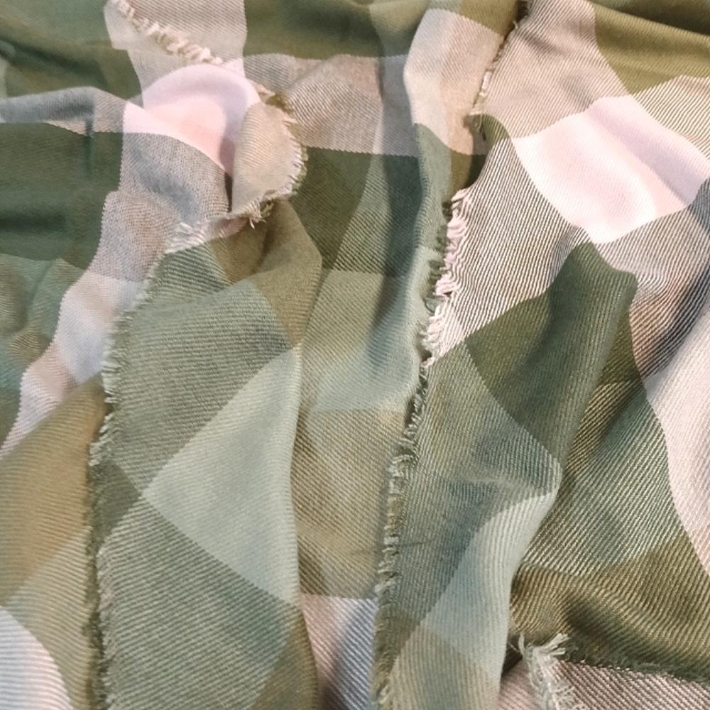 NWOT Large Green & Pink Plaid Scarf/Shawl